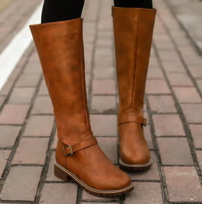 Stivali di Donna fino alla Rodilla con Cinturino e Tacco basso