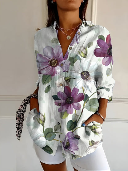 BLUSA FLOREALE DESIREE CON TAPETA DI BOTTONI