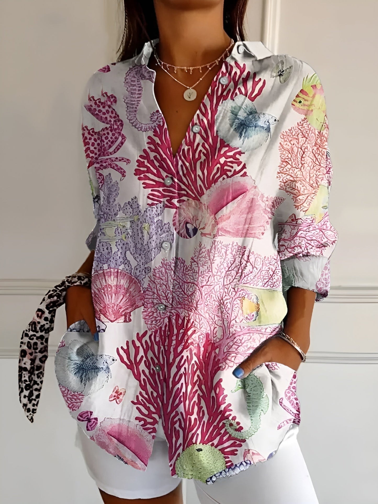 BLUSA FLOREALE DESIREE CON BOTTONI