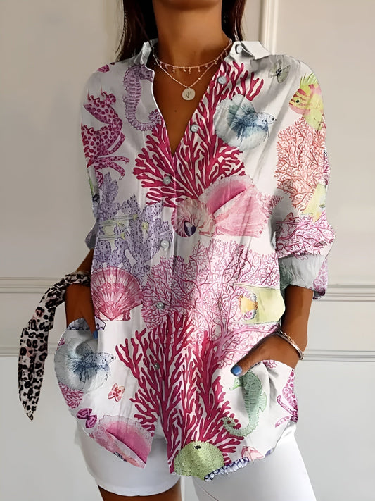 BLUSA FLOREALE DESIREE CON BOTTONI