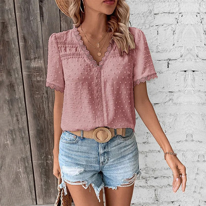 Maxine - Blusa estiva Elegante con scollo a V