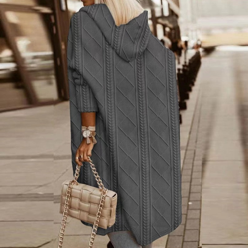 Kateri™ - CARDIGAN CON CAPPUCCIO DI LUNGO CON VESTIBILITÀ RILASSATA