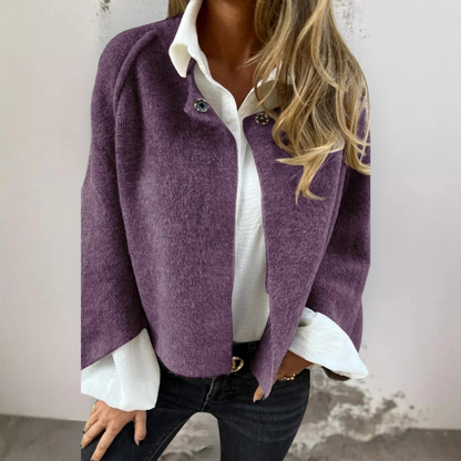 Henrike - Cappotto in lana con girocollo e Maniche lunghe