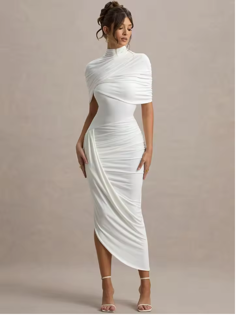 Taylor - Abito maxi Asimmetrico con Mantella Torcida