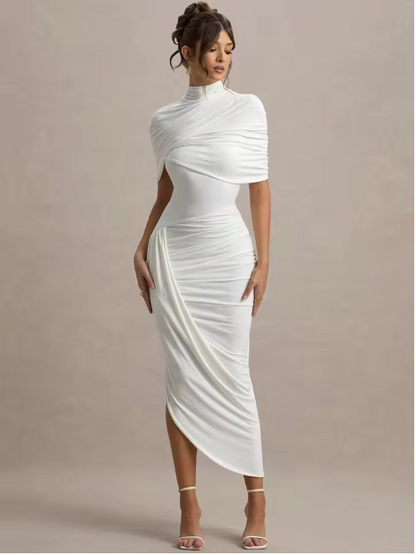 Taylor - Abito maxi Asimmetrico con Mantella Torcida