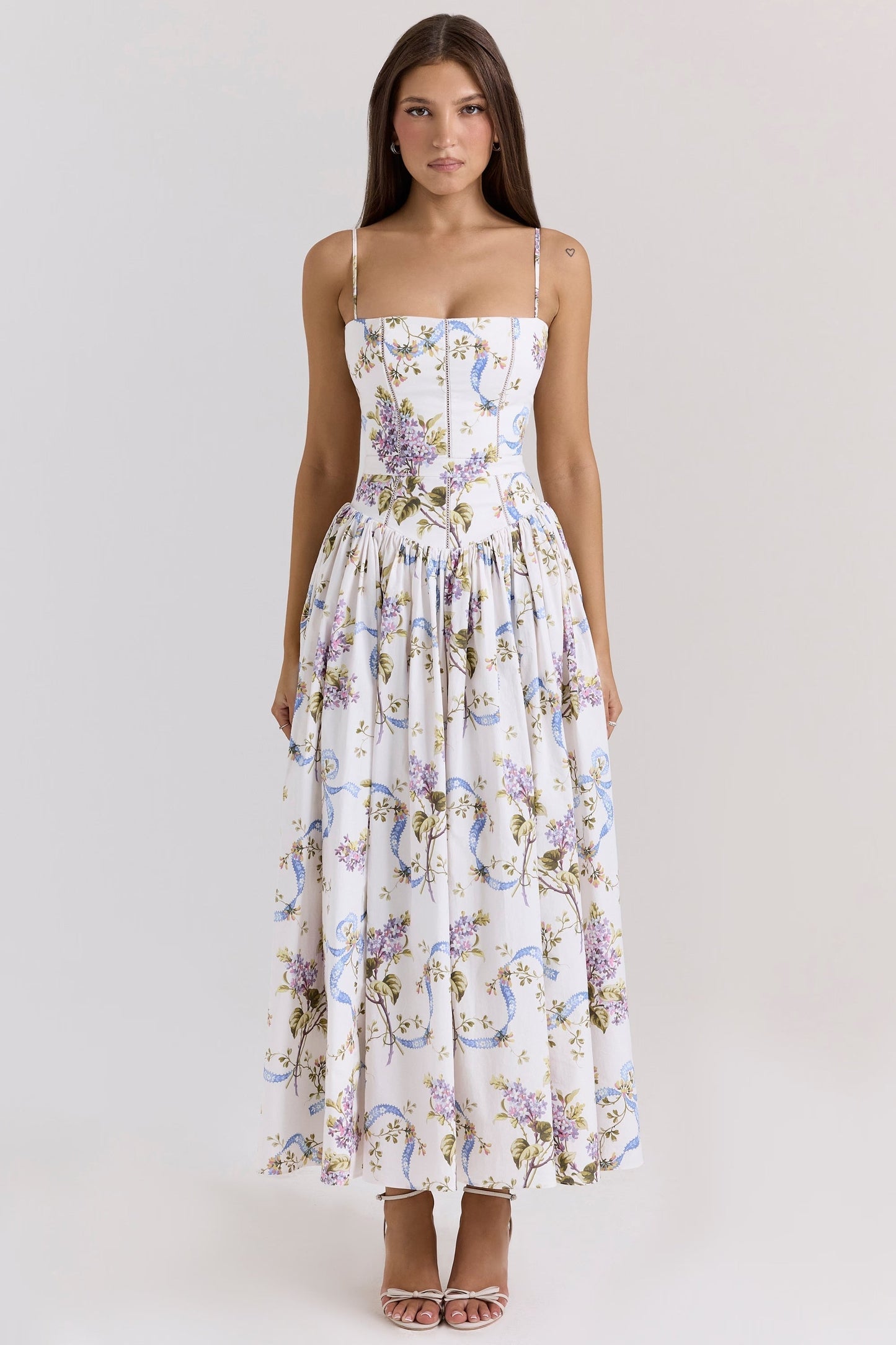 Kessara - Elegante Abito maxi Floreale di Spalline di Estate