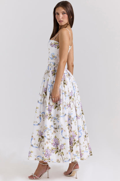 Kessara - Elegante Abito maxi Floreale di Spalline di Estate